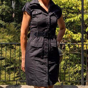Sexy small tight black dress with elastic belt - international womens size 4-6